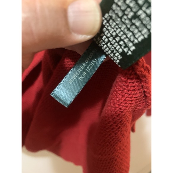 Lauren Ralph Lauren 3X Red Cotton Top Lace Up Crew Neck Long Sleeve Tunic Blouse - Picture 6 of 11